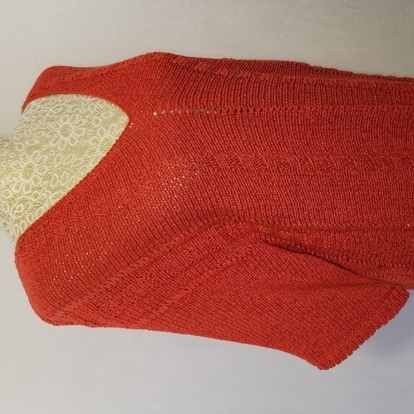 Chico's Annatto Orange Shaina Fringe Open Weave Pullover Sweater Dress Size 2/12 - Picture 4 of 11